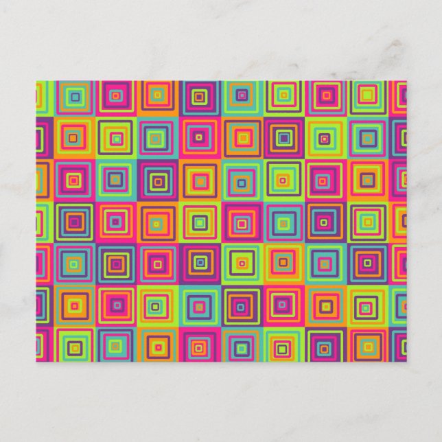 Farbenfrohe geometrische Quadrate Feiertagspostkarte (Vorderseite)