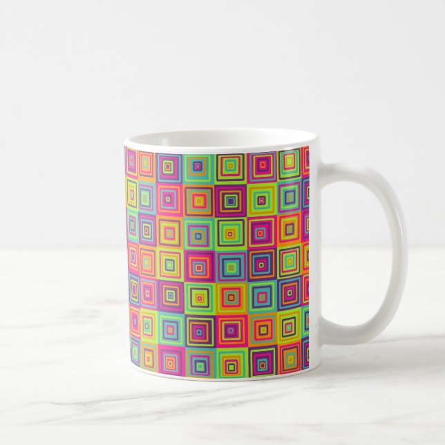 Farbenfrohe geometrische Quadrate Tasse (Rechts)