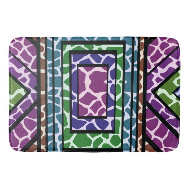 Farbenfrohe geometrische Regenbogen-Giraffe Tierdr Badematte (Vorderseite)
