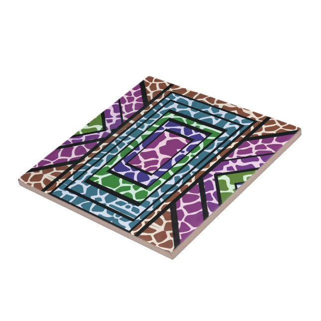 Farbenfrohe geometrische Regenbogen-Giraffe Tierdr Fliese (Seite)