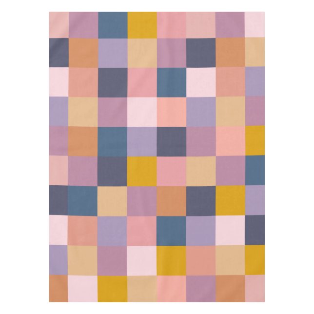 Farbenfrohe geometrische Tafel mit Lila Erde Tischdecke (Vorderseite)