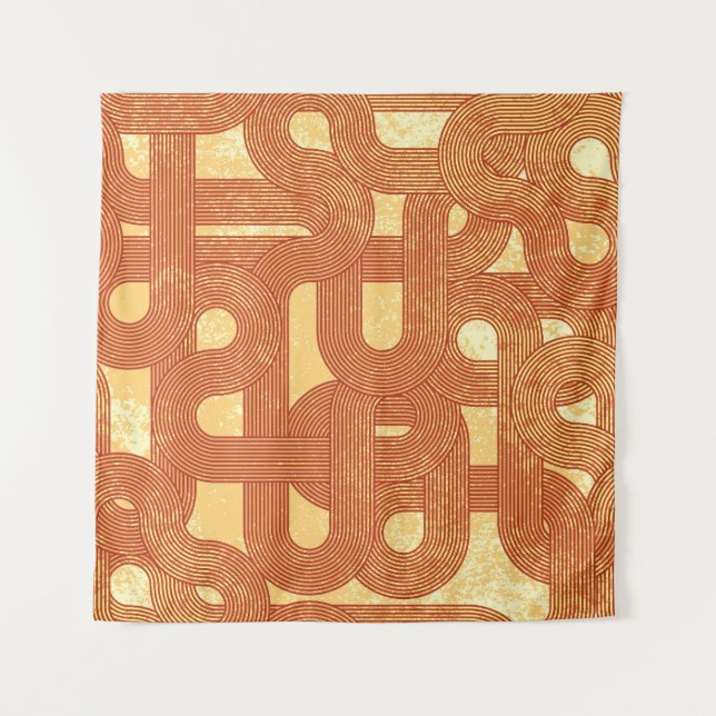 Farbenfrohe geometrische Vintage Abstrakt. Wandteppich (Vorderseite)