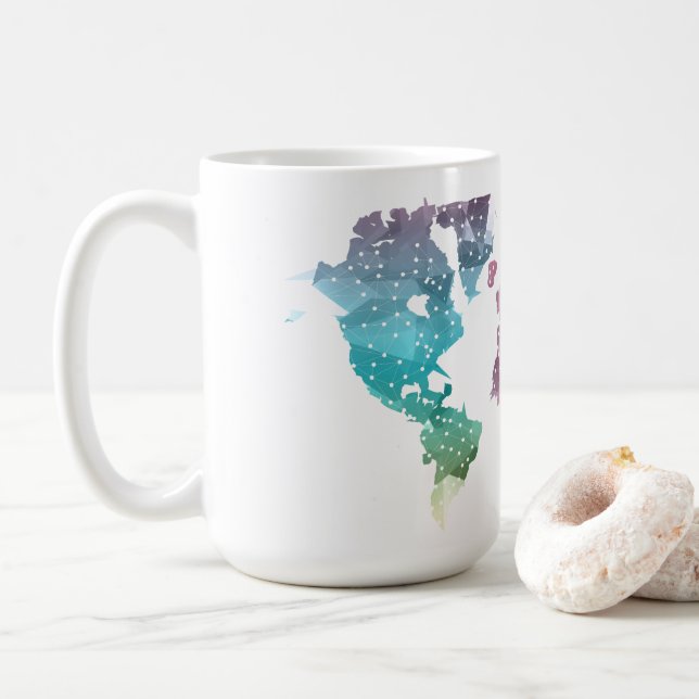 Farbenfrohe geometrische Weltkarte Kaffeetasse (Mit Donut)