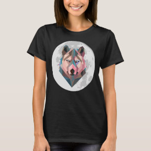 Farbenfrohe geometrische Wolf Kopf Moon Herren How T-Shirt