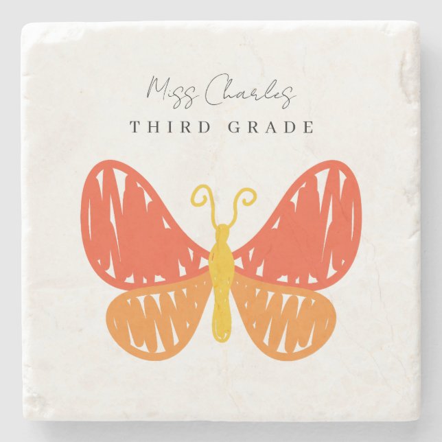 Farbenfrohe Geschenke für moderne Niedlich Teacher Steinuntersetzer (Vorderseite)