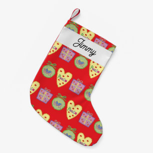 Farbenfrohe Geschenke und Herzen mit individuellem Kleiner Weihnachtsstrumpf