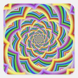 Farbenfrohe, geschwungene Zickzack Spirale Quadratischer Aufkleber
