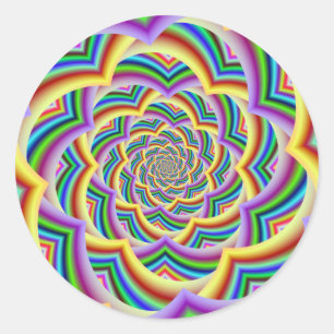 Farbenfrohe, geschwungene Zickzack Spirale Runder Aufkleber