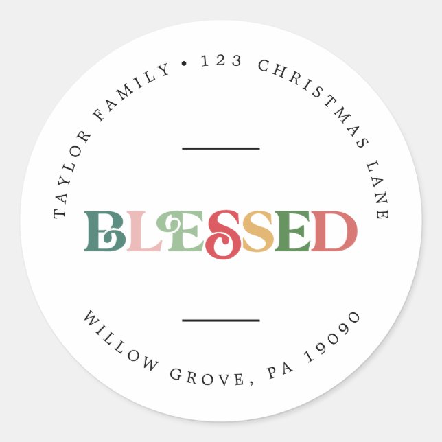 Farbenfrohe, gesegnete Weihnachtszirkulation Rücks Runder Aufkleber (Vorderseite)