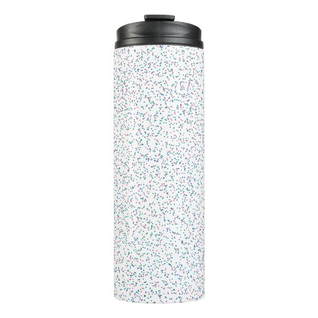 Farbenfrohe, gesprenkelte Frühlingspunkte Thermosbecher (Vorderseite)