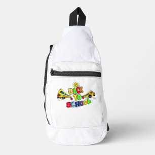 Farbenfrohe Gestaltung des Cartoon in der Schule Crossbody Bag