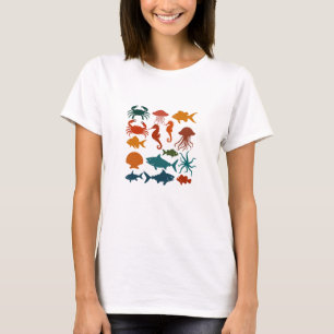 Farbenfrohe Gestaltung des Ocean Life T - Shirt