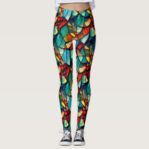 Farbenfrohe gestanzte Glasentnahme Leggings