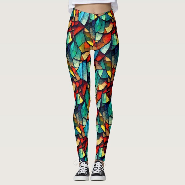 Farbenfrohe gestanzte Glasentnahme Leggings (Vorderseite)