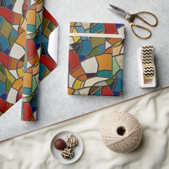 Farbenfrohe gestanzte Glasmosaikkunst Geschenkpapier (Kunsthandwerk)