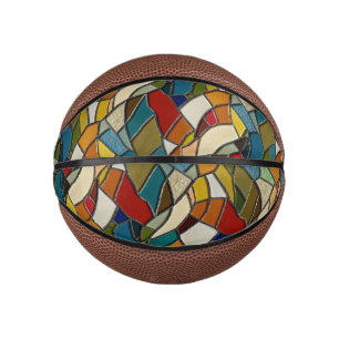 Farbenfrohe gestanzte Glasmosaikkunst Mini Basketball