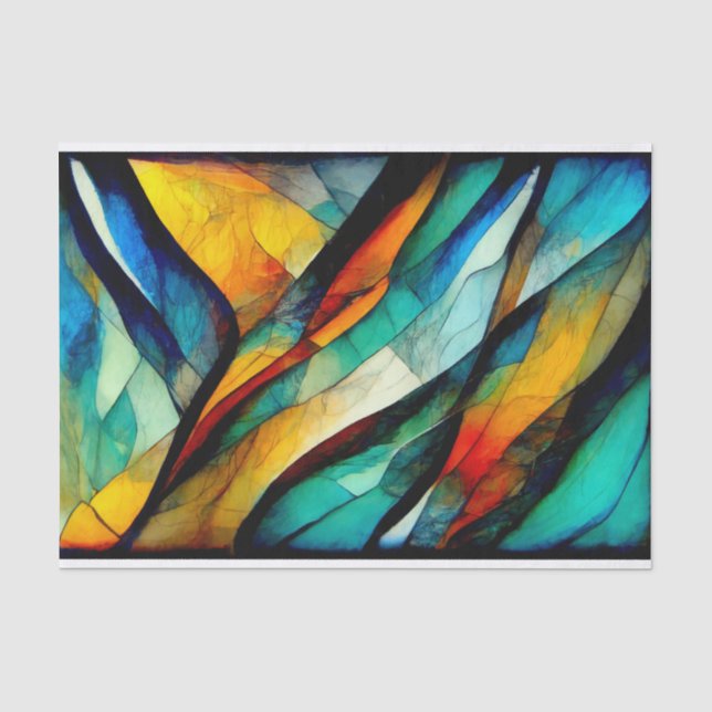 Farbenfrohe gestanzte Glasmosaikkunst Seidenpapier (Vorderseite)