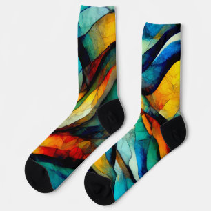 Farbenfrohe gestanzte Glasmosaikkunst Socken