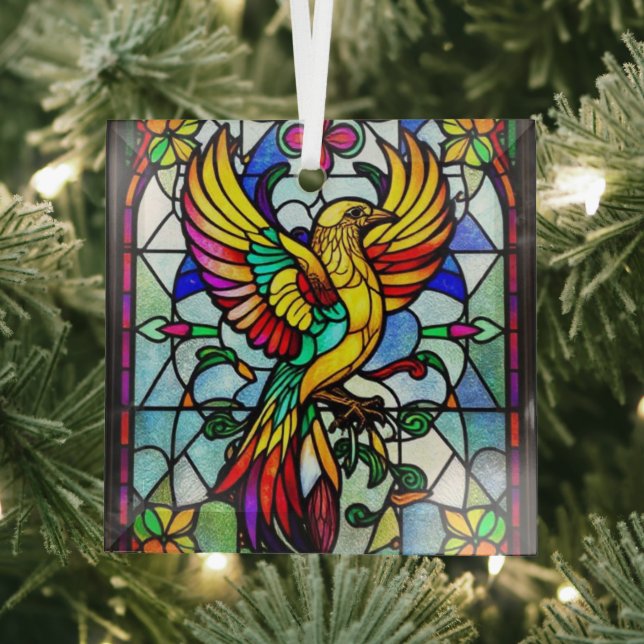 Farbenfrohe gestanzte Glass Bird Tier Inspiriert Ornament Aus Glas (Insitu)