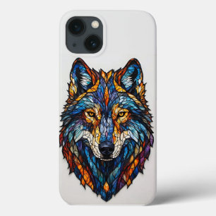 Farbenfrohe gestanzte Glass Wolf Kopf Case-Mate iPhone Hülle