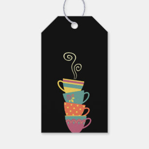 Farbenfrohe gestapelte Tasse, Retro-Kaffeetasse Da Geschenkanhänger