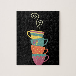Farbenfrohe gestapelte Tee-/Kaffeebecher, dampfend Puzzle
