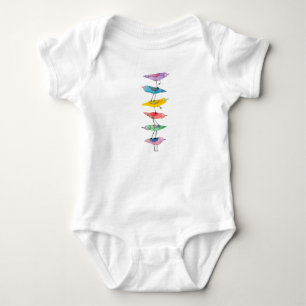 Farbenfrohe gestapelte Vögel Baby Strampler