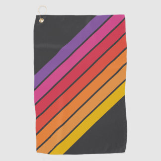 Farbenfrohe gestreifte 70er 80er Klassiker Retro S Golfhandtuch