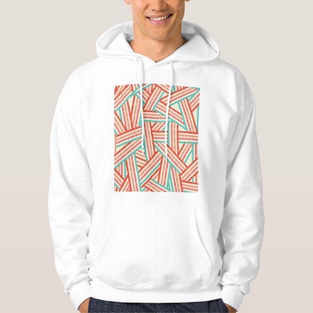 Farbenfrohe gestreifte Abstrakte Muster Hoodie (Vorderseite)