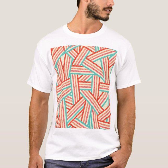 Farbenfrohe gestreifte Abstrakte Muster T-Shirt (Vorderseite)
