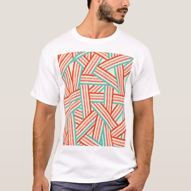 Farbenfrohe gestreifte Abstrakte Muster T-Shirt (Vorderseite)