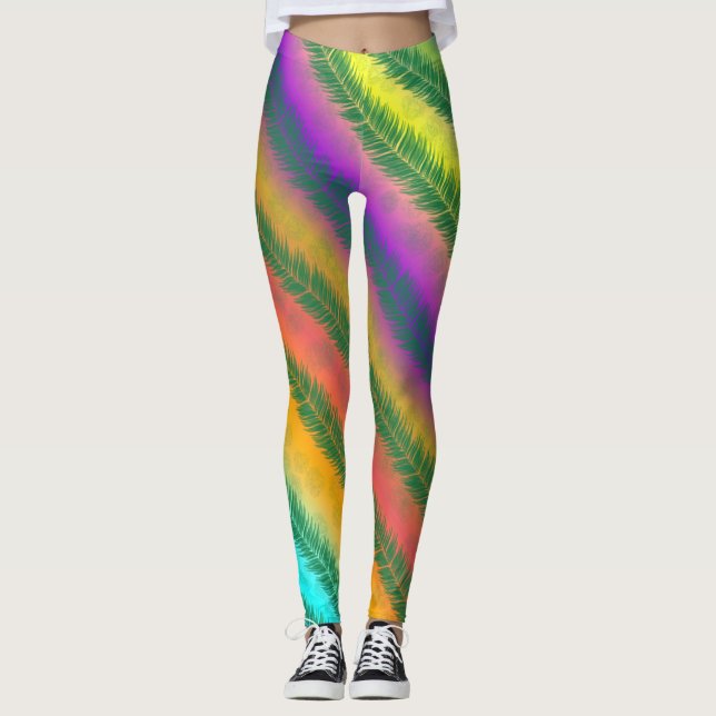 Farbenfrohe gestreifte Leggings (Vorderseite)