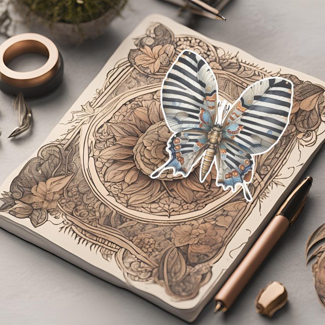 Farbenfrohe gestreifte Mottenklemme Aufkleber (Von Creator hochgeladen)