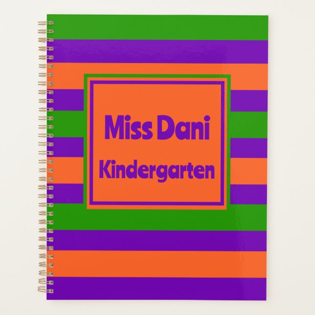 Farbenfrohe gestreifte Niedlich School Teacher/Stu Planer (Vorderseite)