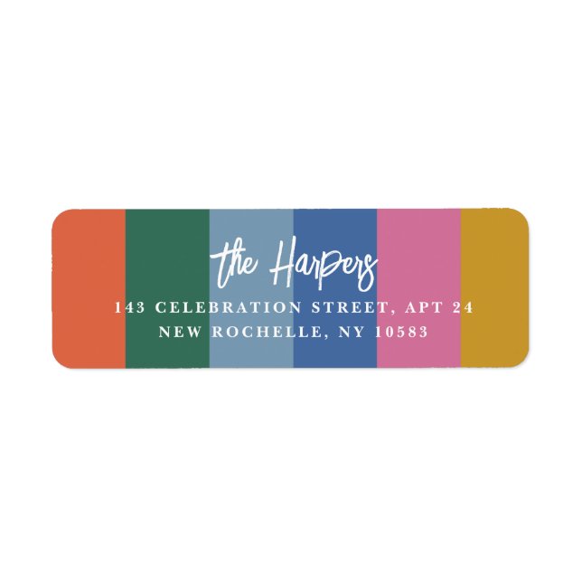 Farbenfrohe, gestreifte Pinselschrift Personalisie (Vorne)