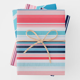 Farbenfrohe gestreifte Stoffbekleidung Papierfolie Geschenkpapier Set