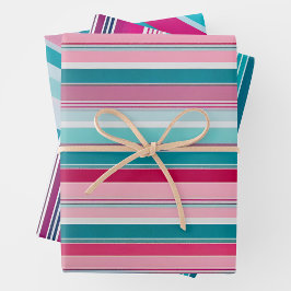 Farbenfrohe gestreifte Stoffbekleidung Papierfolie Geschenkpapier Set