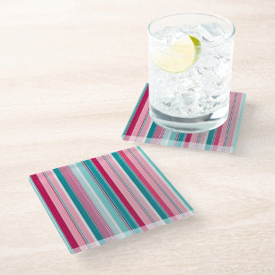 Farbenfrohe gestreifte Stoffe Art Glas Untersetzer