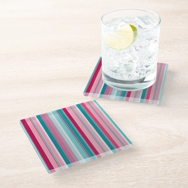 Farbenfrohe gestreifte Stoffe Art Glas Untersetzer (Von Creator hochgeladen)
