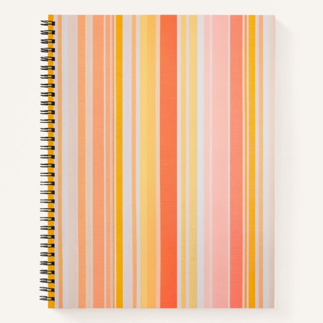 Farbenfrohe gestreifte Stoffe Art Spirale Notebook Notizbuch (Vorderseite)