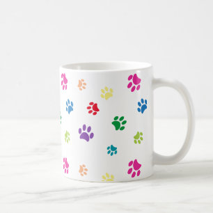 Farbenfrohe gestrichene Paw-Prints Kaffeetasse