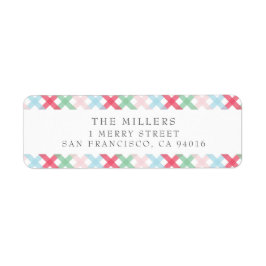 Farbenfrohe Gingham Christmas Address Labels