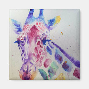 Farbenfrohe Giraffe Animal Watercolor Art Design Magnet