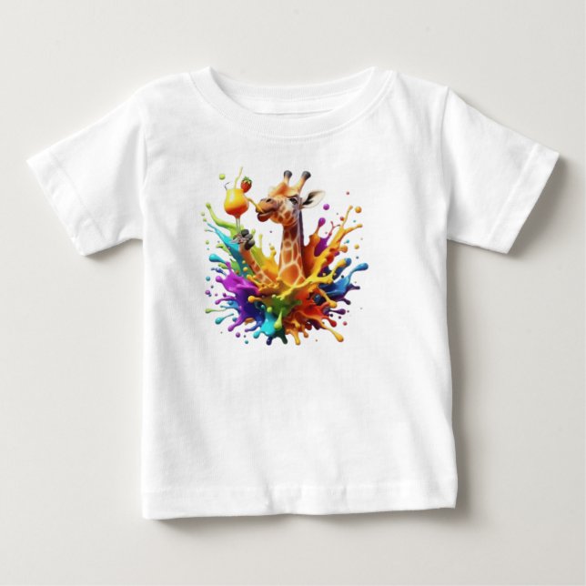 farbenfrohe Giraffe Baby T-shirt (Vorderseite)