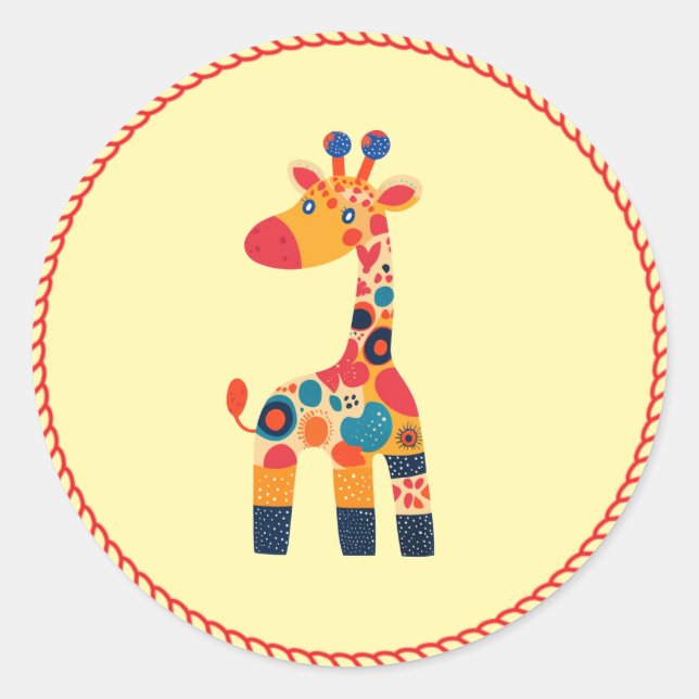 Farbenfrohe Giraffe für Kinder Runder Aufkleber (Vorderseite)