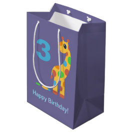 Farbenfrohe Giraffe Happy Geburtstag Custom Age Li Mittlere Geschenktüte