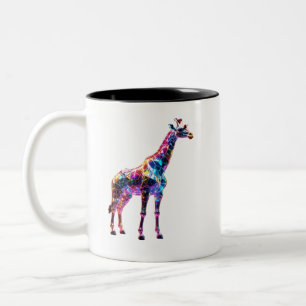 Farbenfrohe Giraffe Kunst, Dichtung und Musik Zweifarbige Tasse