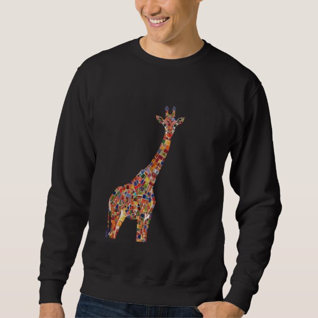 Farbenfrohe Giraffe Mosaik Art Sweatshirt (Vorderseite)