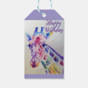 Farbenfrohe Giraffe Tier Wasserfarben Art Boys Geschenkanhänger