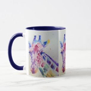 Farbenfrohe Giraffe Tierfarben Design Zwei Tasse
